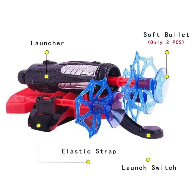 Arma de seda infantil Brinquedos da Primavera, Lançador de bala macio, Luvas Herói, Presente de Halloween, Natal, 6 Anos, 8 Anos, 10 Anos, 12 Anos