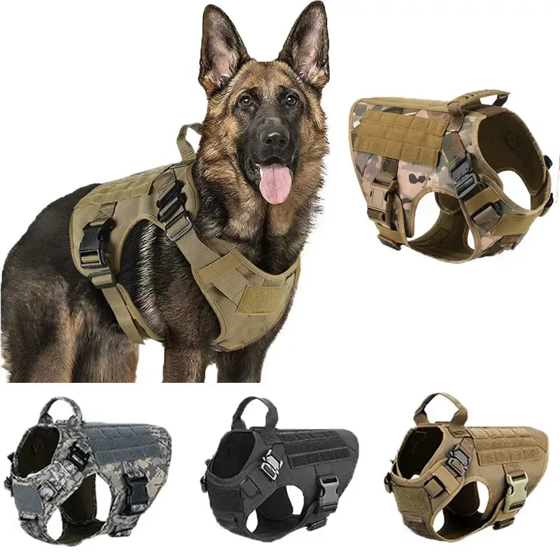 Arnês Militar Tático para Cão Grande, Arnês com Corda, Refletivo, Punho, Labrador, Retriever, Roupa Peito