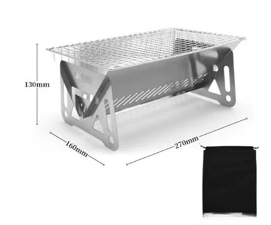 Grade de churrasqueira em aço inoxidável, fogão a lenha, forno dobrável, grelha de acampamento portátil ao ar livre