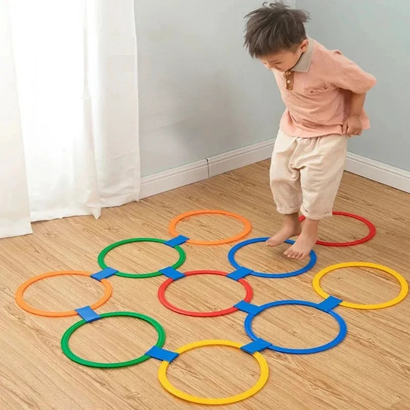 Outdoor Lattice Jump Ring Game Set para crianças, engraçado, treinamento físico, brinquedos esportivos, 10 aros, 10 conectores para Park Play, meninos e meninas